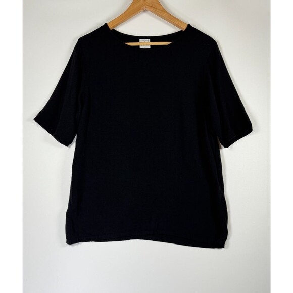 Loose San Francisco Top Womens Medium Black Minimalist Textured Modern Artisan - Picture 1 of 10